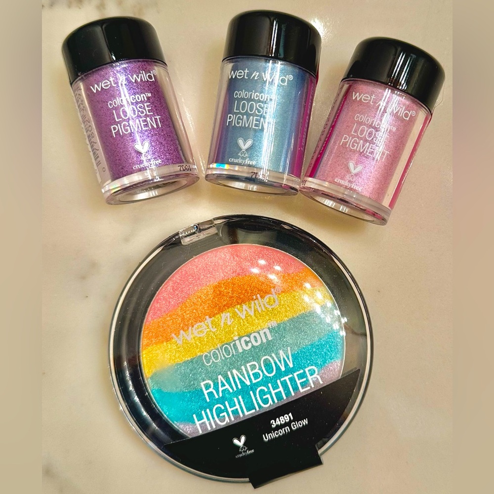 Wet n Wild Rainbow Highlighter & Three ColorIcon Loose Pigment Powders
